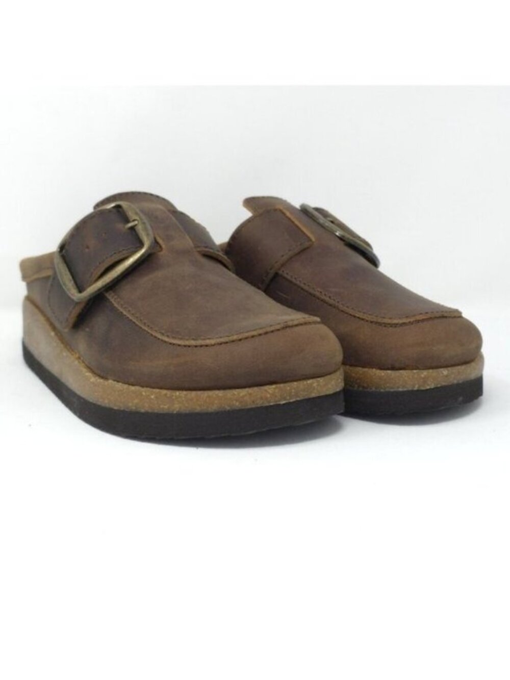 White Mountain Women's Bueno Leather Clog Brown Slip-On Buckle Sz 6M - Picture 2 of 8